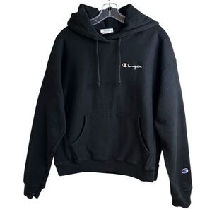Champion Hoodie Sweatshirt Unisex Black Size L